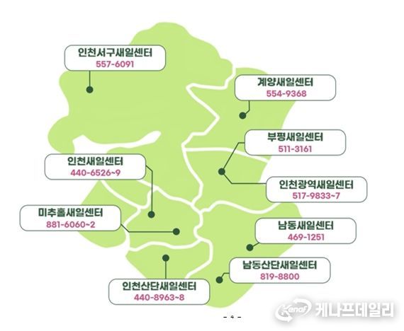 인천 관내 여성새로일하기센터 위치