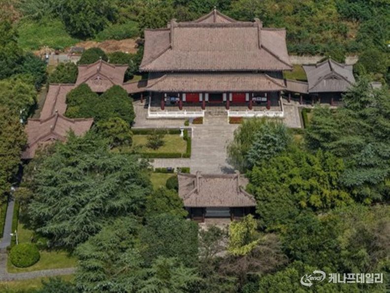 지난 13일 중국 양저우(揚州)시에 위치한 '최치원 기념관'을 드론으로 담았다. (사진/신화통신)