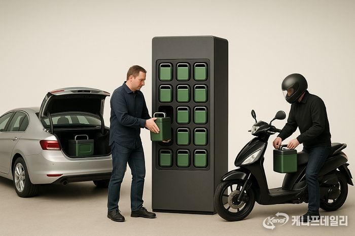 Vehicle 에서 버려지는 잉여전력을 모아 스테이션에서 스왑하는 그림